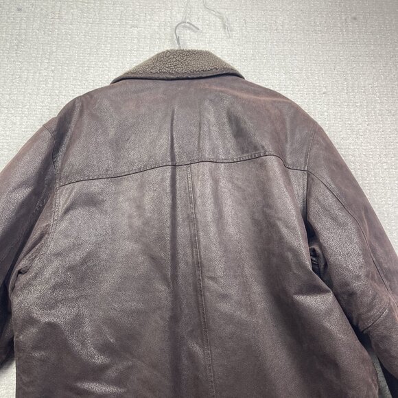 Nickelson Leather Men Sz M Aviator Leather Brown Jacket Sherpa Fleece Lined Read - Picture 13 of 16